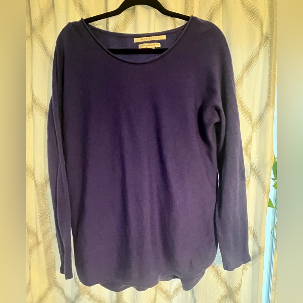 Max Studio Royal Blue Merino Wool Top